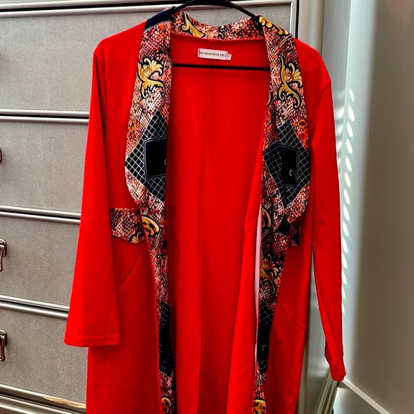 Orange Red Blazer dress size 3XL - Picture 4 of 5